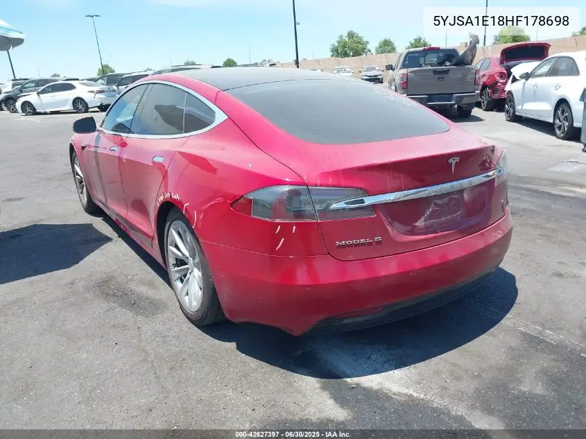 2017 Tesla Model S 60/75 VIN: 5YJSA1E18HF178698 Lot: 42627397