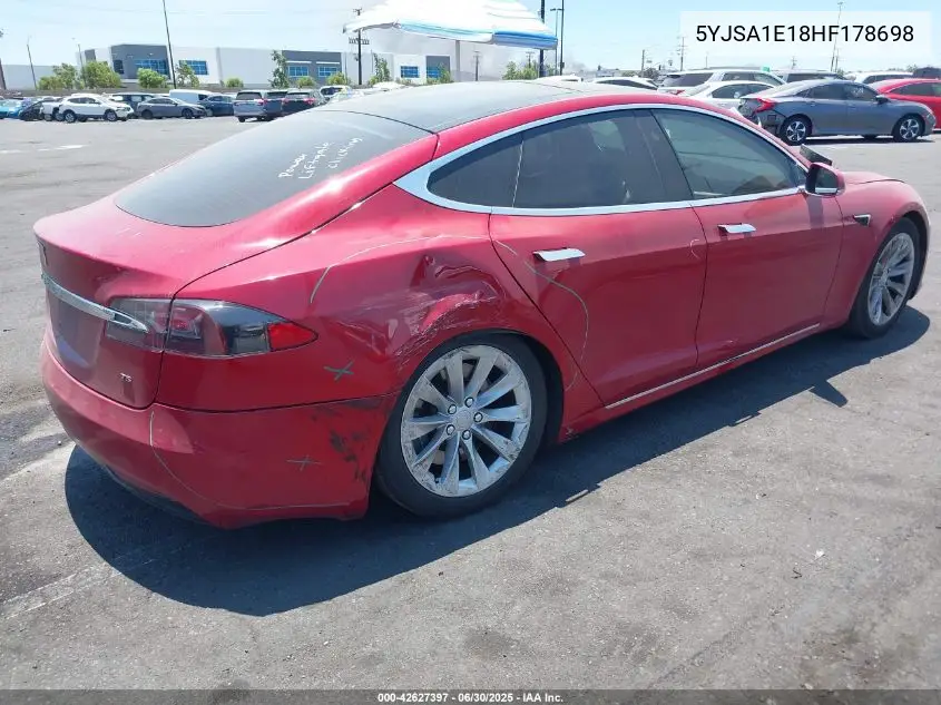 2017 Tesla Model S 60/75 VIN: 5YJSA1E18HF178698 Lot: 42627397