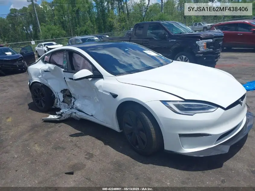 2021 Tesla Model S Plaid Tri Motor All-Wheel Drive VIN: 5YJSA1E62MF438406 Lot: 42246901