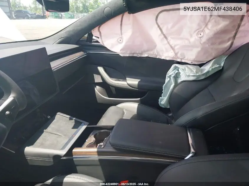 2021 Tesla Model S Plaid Tri Motor All-Wheel Drive VIN: 5YJSA1E62MF438406 Lot: 42246901