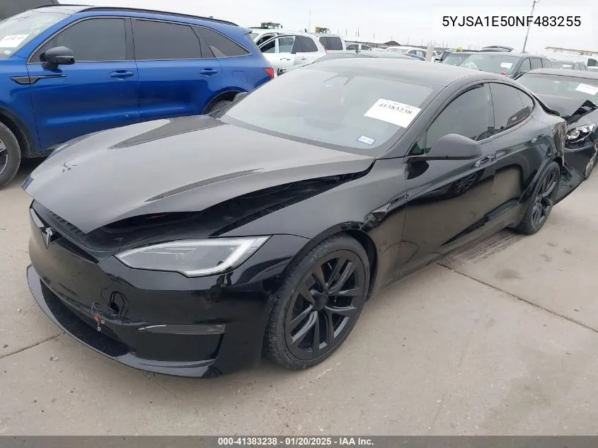 2022 Tesla Model S Dual Motor All-Wheel Drive VIN: 5YJSA1E50NF483255 Lot: 41383238