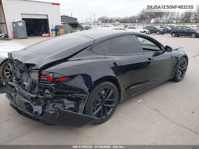 2022 Tesla Model S Dual Motor All-Wheel Drive VIN: 5YJSA1E50NF483255 Lot: 41383238