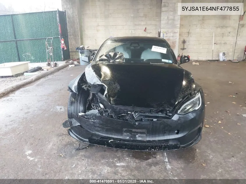 2022 Tesla Model S Plaid Tri Motor All-Wheel Drive VIN: 5YJSA1E64NF477855 Lot: 41470591
