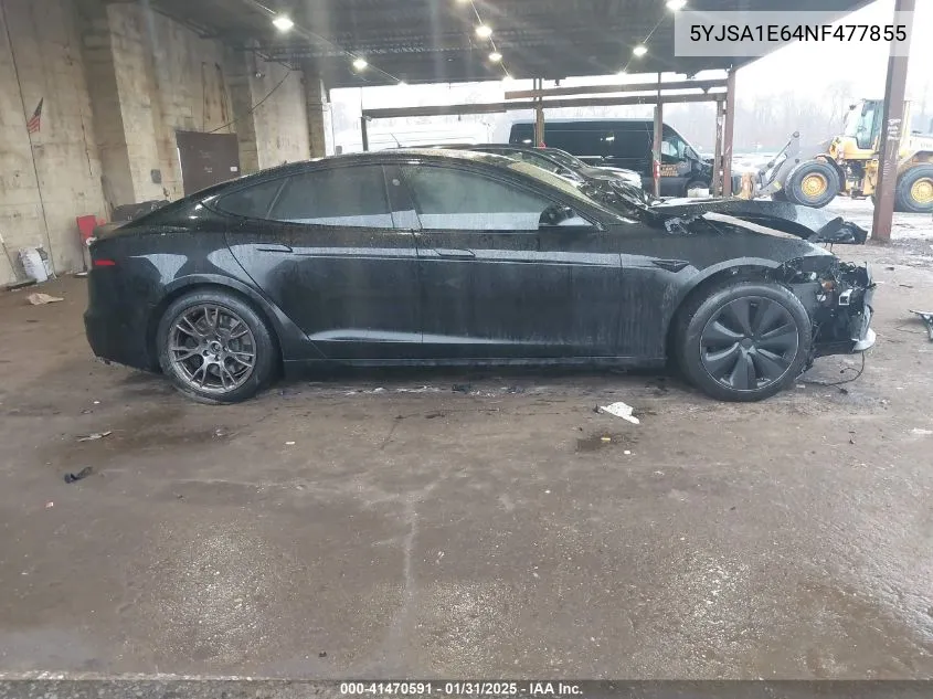 2022 Tesla Model S Plaid Tri Motor All-Wheel Drive VIN: 5YJSA1E64NF477855 Lot: 41470591