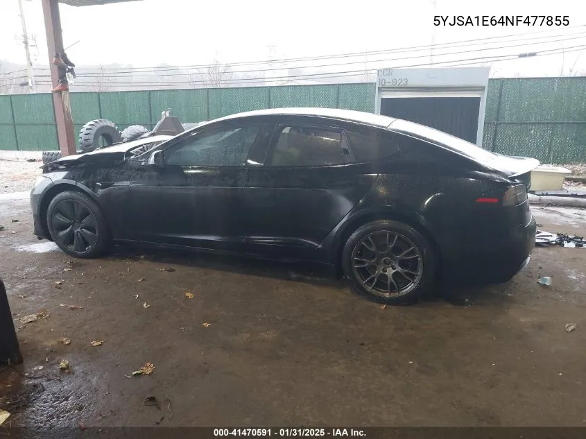 2022 Tesla Model S Plaid Tri Motor All-Wheel Drive VIN: 5YJSA1E64NF477855 Lot: 41470591