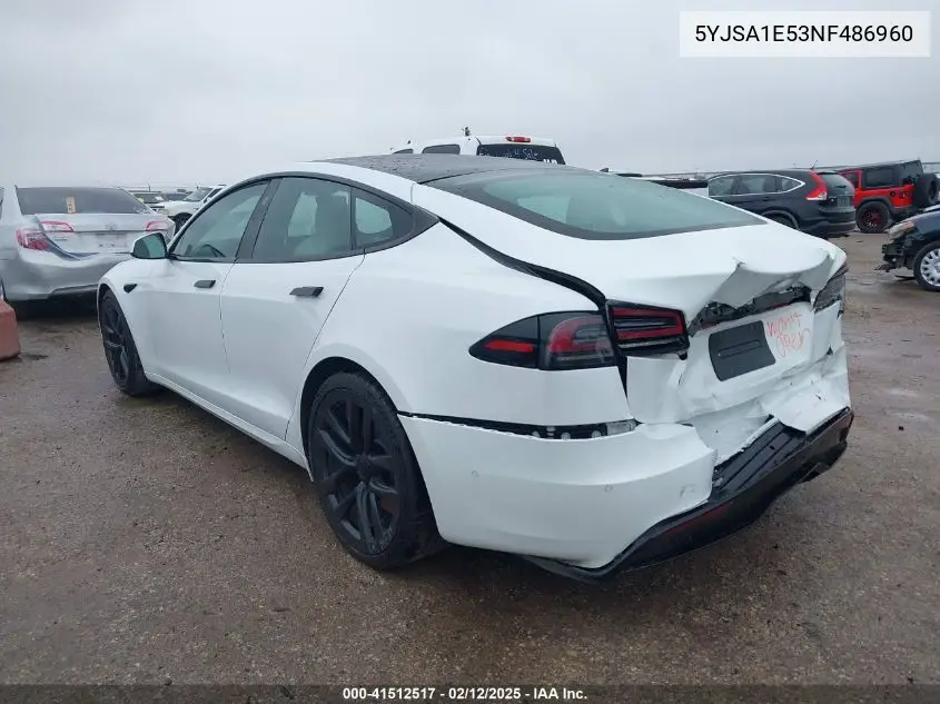 2022 Tesla Model S Dual Motor All-Wheel Drive VIN: 5YJSA1E53NF486960 Lot: 41512517