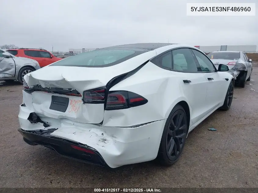 2022 Tesla Model S Dual Motor All-Wheel Drive VIN: 5YJSA1E53NF486960 Lot: 41512517