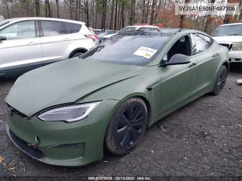 2022 Tesla Model S Dual Motor All-Wheel Drive VIN: 5YJSA1E50NF487306 Lot: 41570528