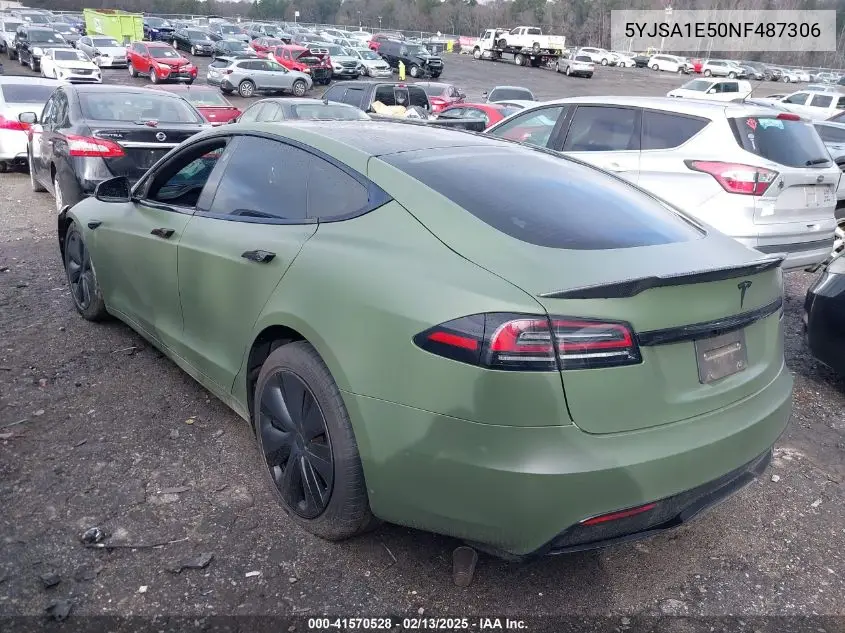 2022 Tesla Model S Dual Motor All-Wheel Drive VIN: 5YJSA1E50NF487306 Lot: 41570528