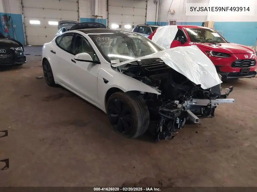 2022 Tesla Model S Dual Motor All-Wheel Drive VIN: 5YJSA1E59NF493914 Lot: 41626020