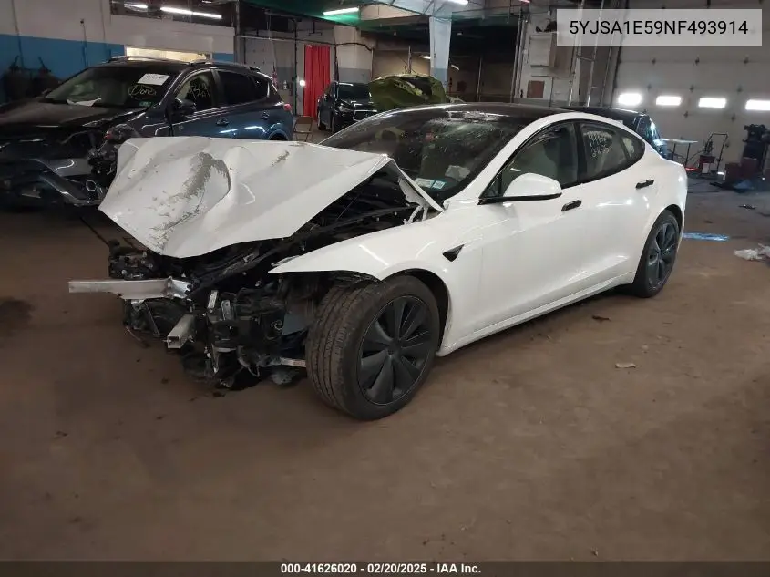 2022 Tesla Model S Dual Motor All-Wheel Drive VIN: 5YJSA1E59NF493914 Lot: 41626020