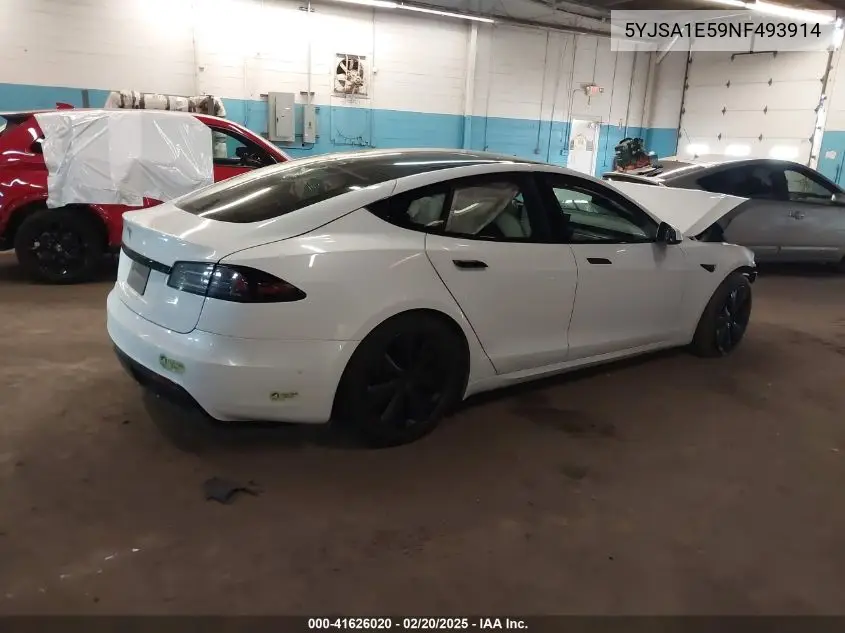 2022 Tesla Model S Dual Motor All-Wheel Drive VIN: 5YJSA1E59NF493914 Lot: 41626020