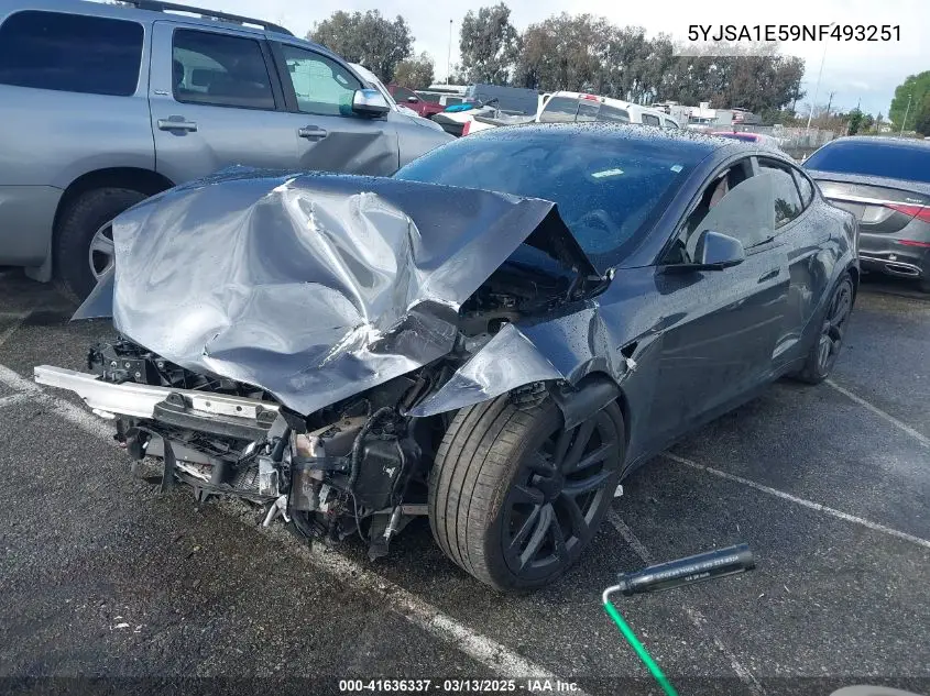 2022 Tesla Model S Dual Motor All-Wheel Drive VIN: 5YJSA1E59NF493251 Lot: 41636337