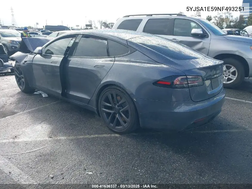 2022 Tesla Model S Dual Motor All-Wheel Drive VIN: 5YJSA1E59NF493251 Lot: 41636337