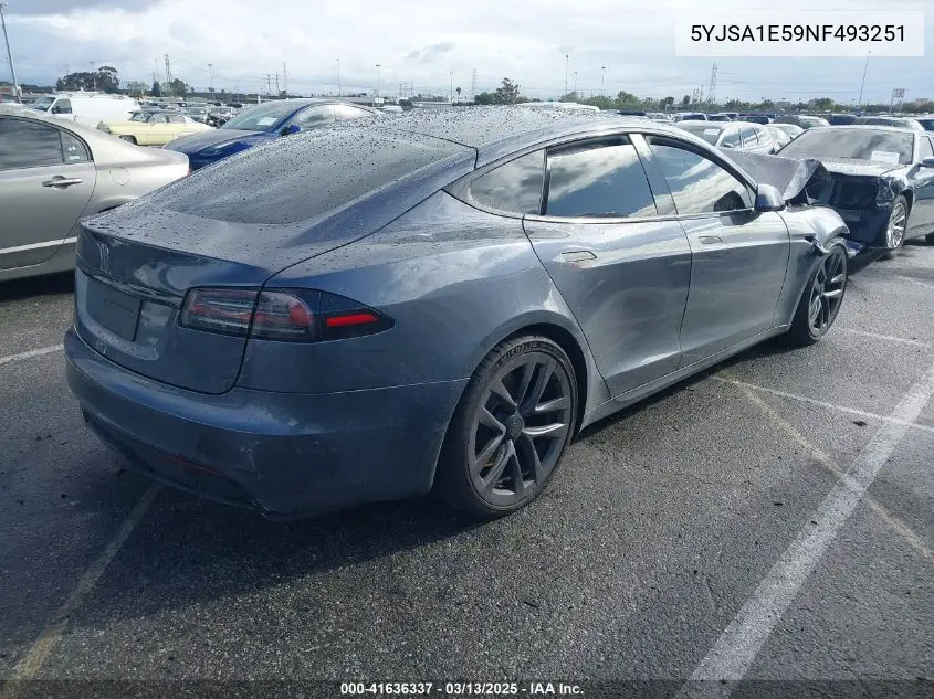 2022 Tesla Model S Dual Motor All-Wheel Drive VIN: 5YJSA1E59NF493251 Lot: 41636337