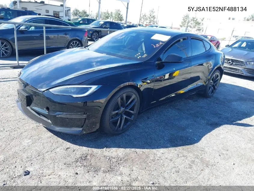 2022 Tesla Model S Dual Motor All-Wheel Drive VIN: 5YJSA1E52NF488134 Lot: 41681556
