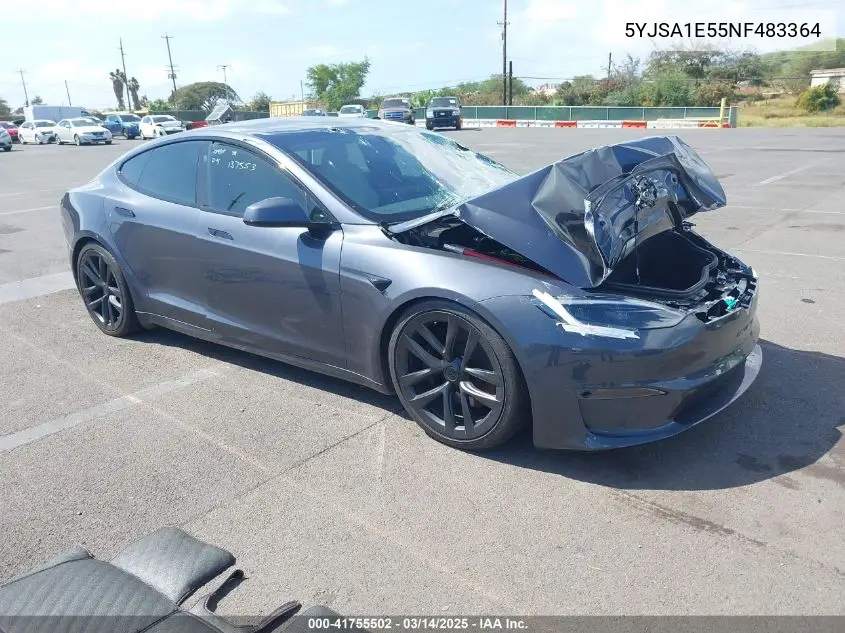 2022 Tesla Model S Dual Motor All-Wheel Drive VIN: 5YJSA1E55NF483364 Lot: 41755502