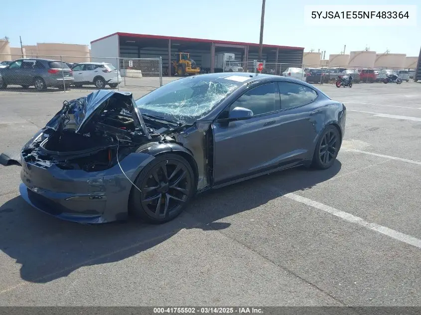 2022 Tesla Model S Dual Motor All-Wheel Drive VIN: 5YJSA1E55NF483364 Lot: 41755502