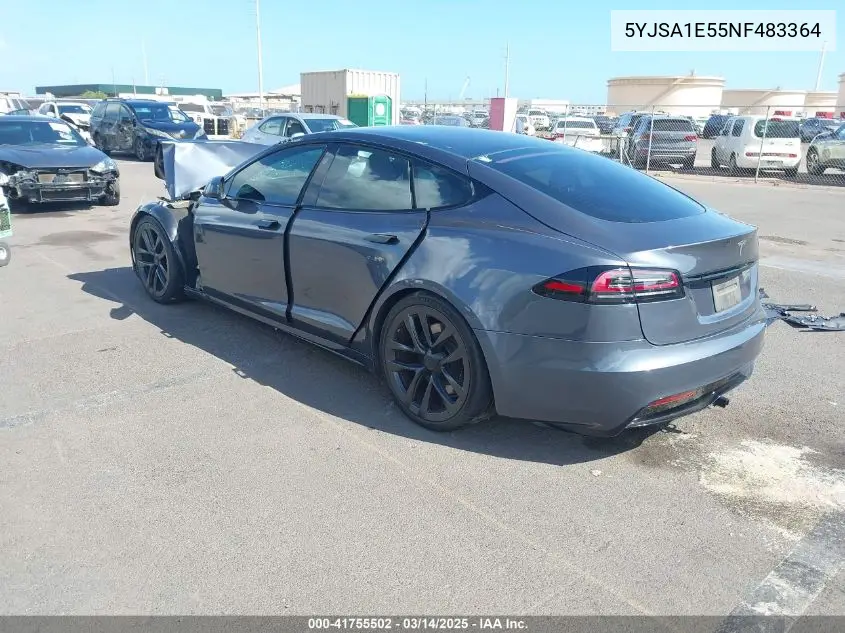 2022 Tesla Model S Dual Motor All-Wheel Drive VIN: 5YJSA1E55NF483364 Lot: 41755502