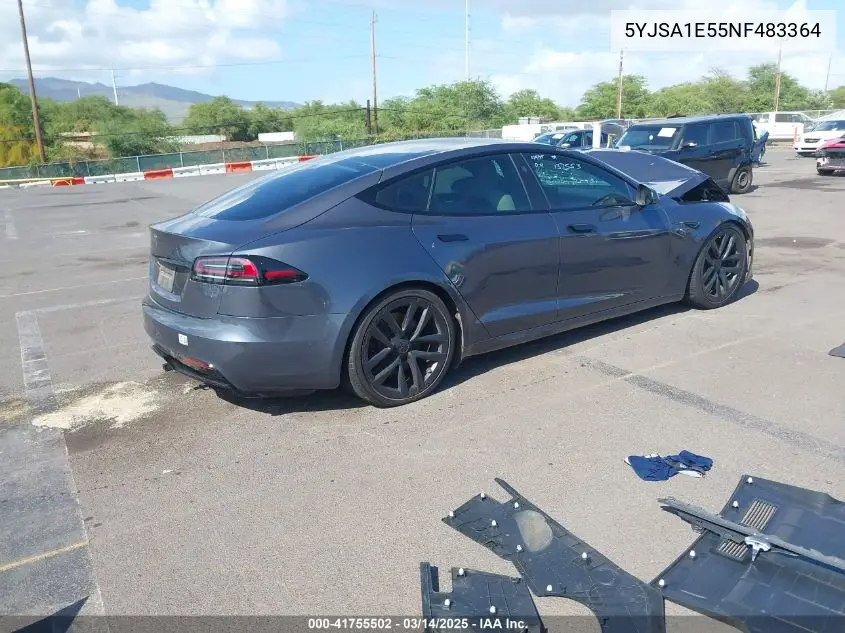 2022 Tesla Model S Dual Motor All-Wheel Drive VIN: 5YJSA1E55NF483364 Lot: 41755502