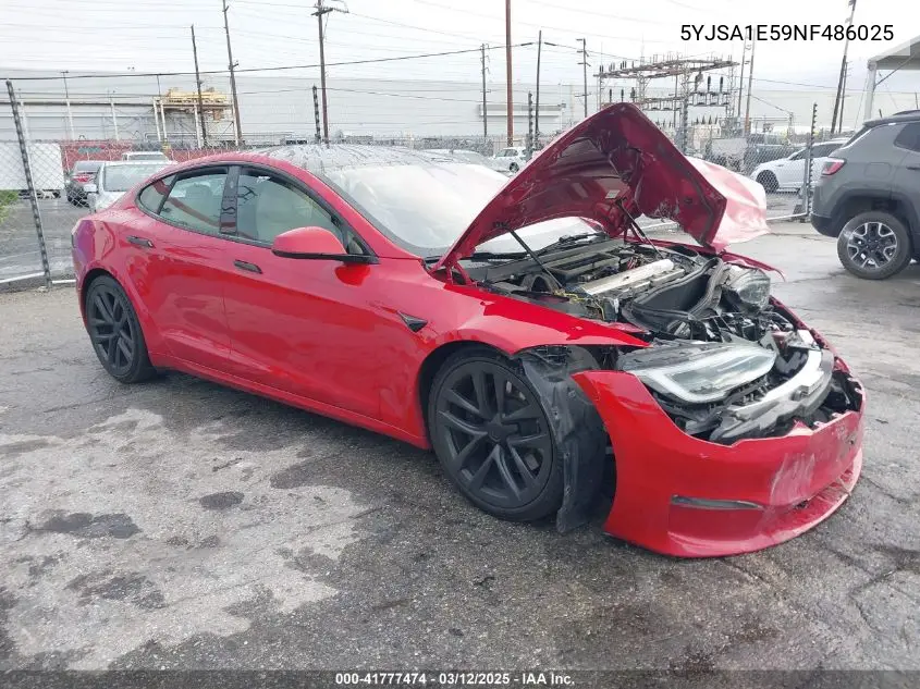 2022 Tesla Model S Dual Motor All-Wheel Drive VIN: 5YJSA1E59NF486025 Lot: 41777474