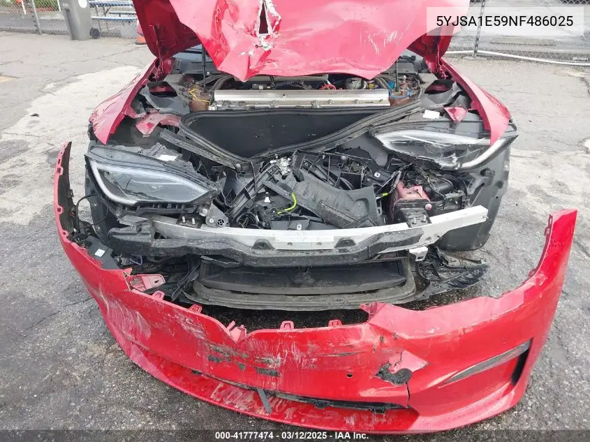2022 Tesla Model S Dual Motor All-Wheel Drive VIN: 5YJSA1E59NF486025 Lot: 41777474