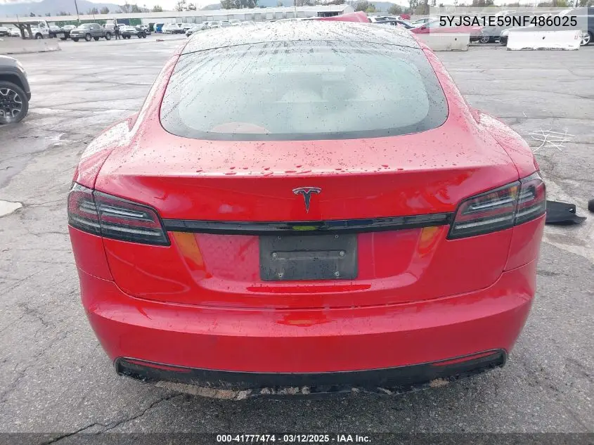 2022 Tesla Model S Dual Motor All-Wheel Drive VIN: 5YJSA1E59NF486025 Lot: 41777474