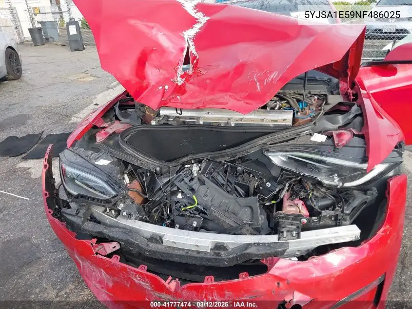 2022 Tesla Model S Dual Motor All-Wheel Drive VIN: 5YJSA1E59NF486025 Lot: 41777474