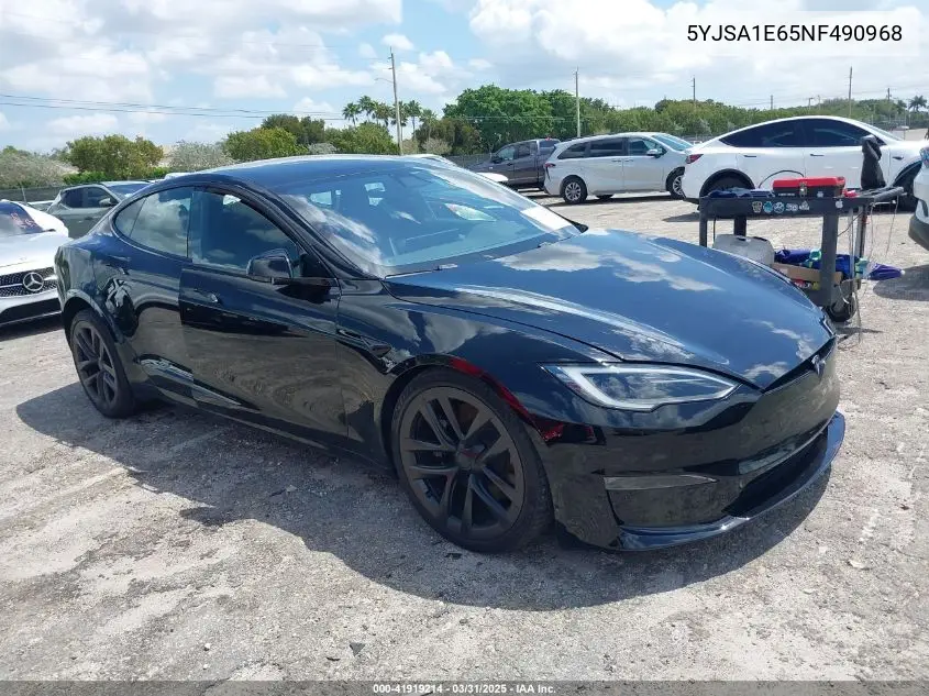 2022 Tesla Model S Plaid Tri Motor All-Wheel Drive VIN: 5YJSA1E65NF490968 Lot: 41919214