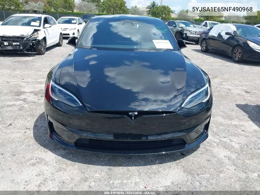 2022 Tesla Model S Plaid Tri Motor All-Wheel Drive VIN: 5YJSA1E65NF490968 Lot: 41919214
