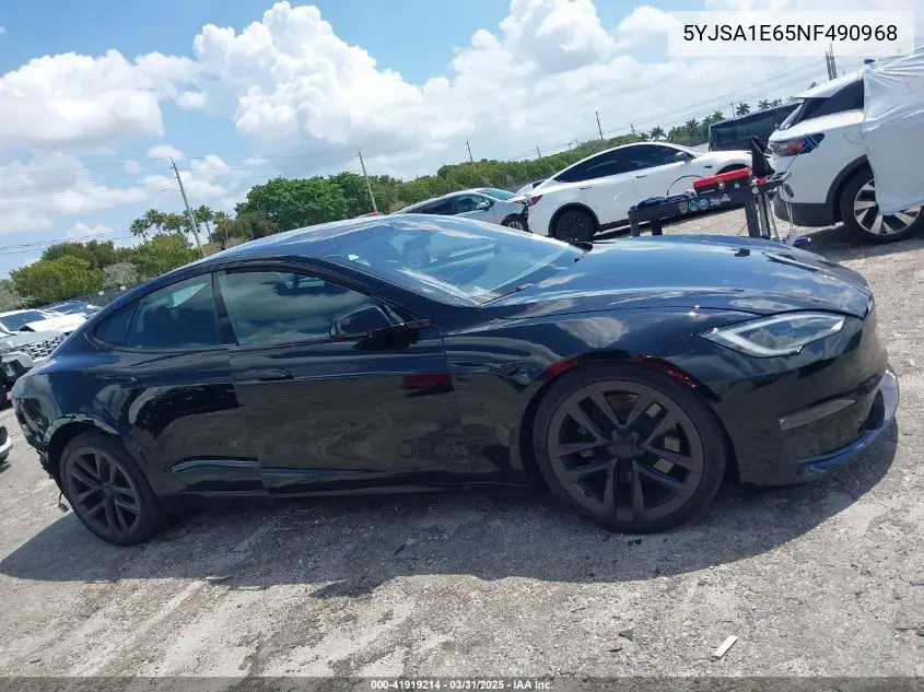 2022 Tesla Model S Plaid Tri Motor All-Wheel Drive VIN: 5YJSA1E65NF490968 Lot: 41919214