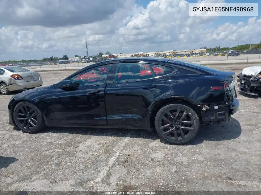 2022 Tesla Model S Plaid Tri Motor All-Wheel Drive VIN: 5YJSA1E65NF490968 Lot: 41919214