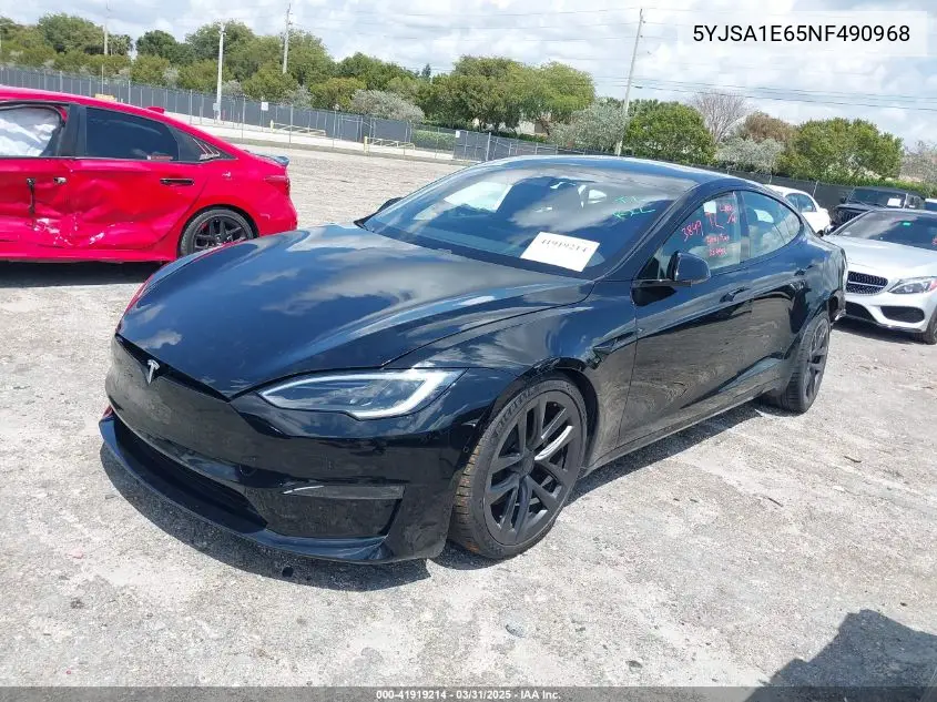 2022 Tesla Model S Plaid Tri Motor All-Wheel Drive VIN: 5YJSA1E65NF490968 Lot: 41919214