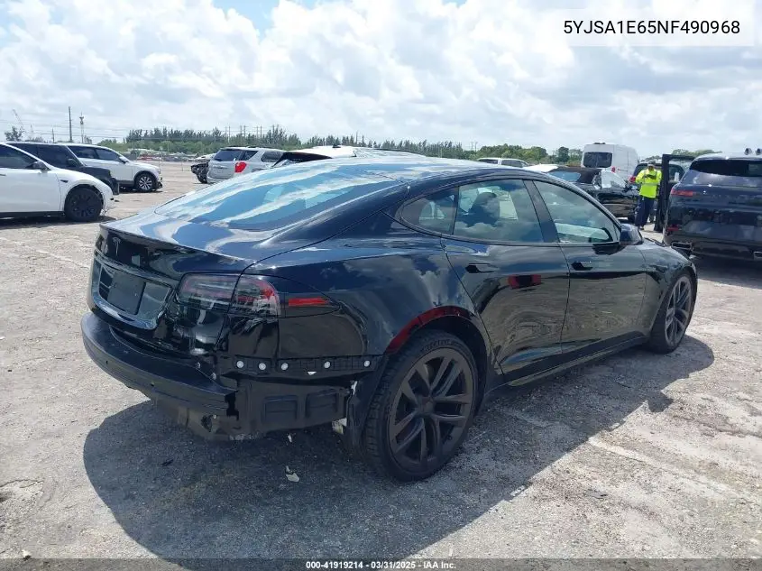 2022 Tesla Model S Plaid Tri Motor All-Wheel Drive VIN: 5YJSA1E65NF490968 Lot: 41919214