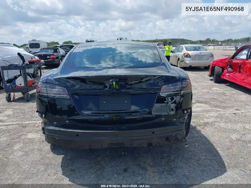 2022 Tesla Model S Plaid Tri Motor All-Wheel Drive VIN: 5YJSA1E65NF490968 Lot: 41919214