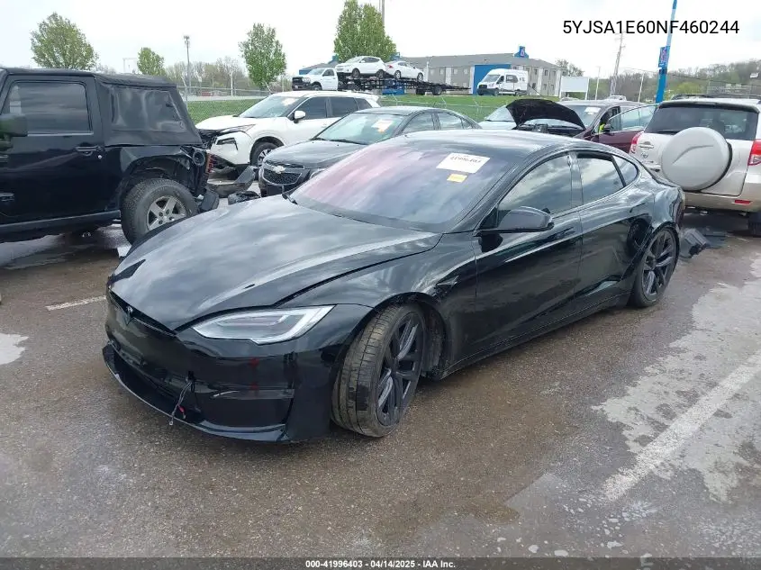 2022 Tesla Model S Plaid Tri Motor All-Wheel Drive VIN: 5YJSA1E60NF460244 Lot: 41996403