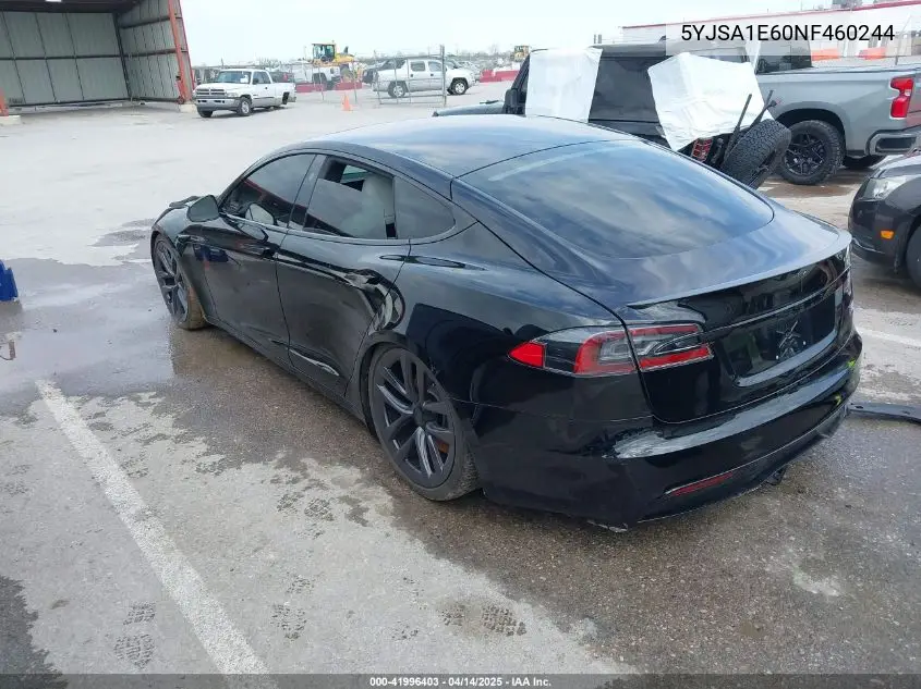 2022 Tesla Model S Plaid Tri Motor All-Wheel Drive VIN: 5YJSA1E60NF460244 Lot: 41996403