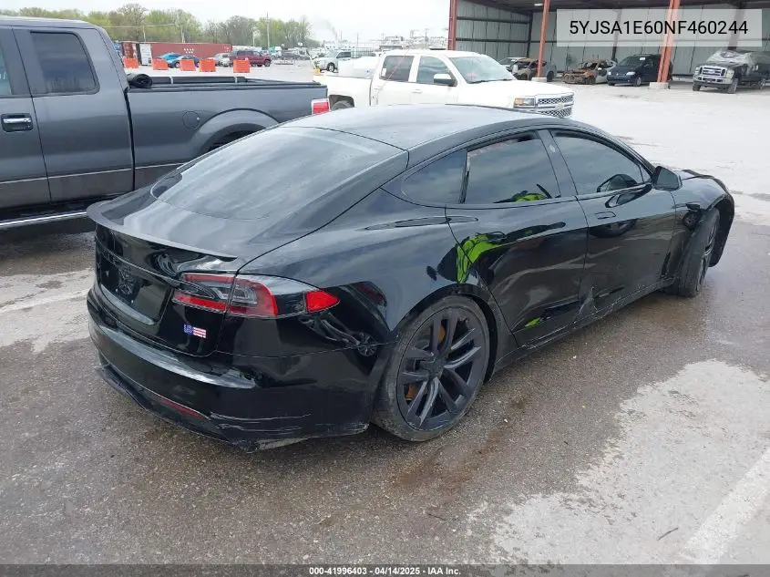 2022 Tesla Model S Plaid Tri Motor All-Wheel Drive VIN: 5YJSA1E60NF460244 Lot: 41996403