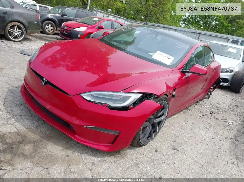 2022 Tesla Model S Dual Motor All-Wheel Drive VIN: 5YJSA1E58NF470737 Lot: 42035040
