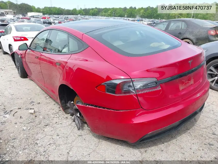 2022 Tesla Model S Dual Motor All-Wheel Drive VIN: 5YJSA1E58NF470737 Lot: 42035040