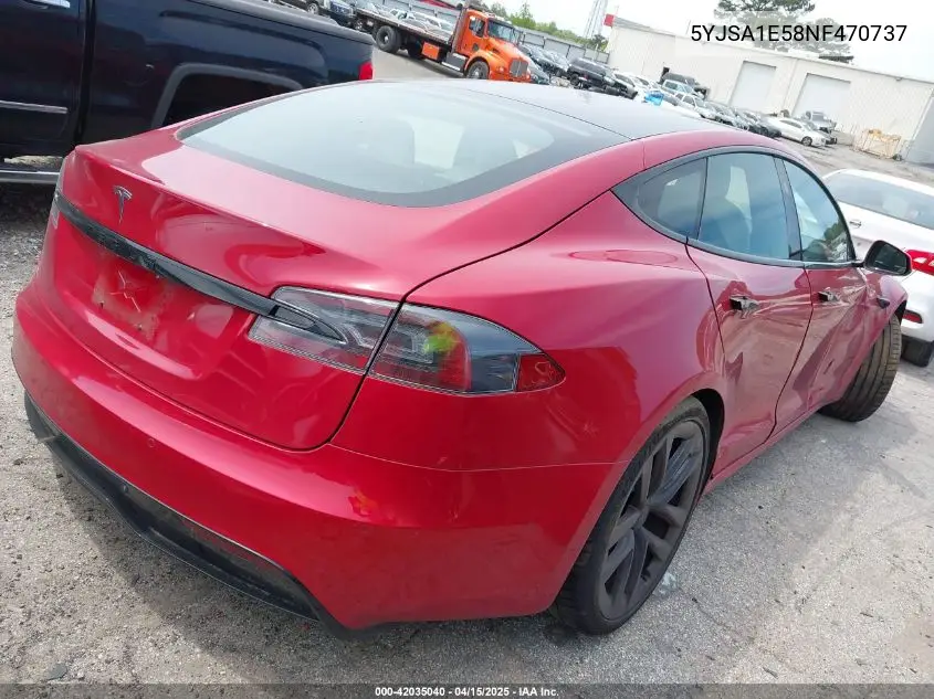 2022 Tesla Model S Dual Motor All-Wheel Drive VIN: 5YJSA1E58NF470737 Lot: 42035040