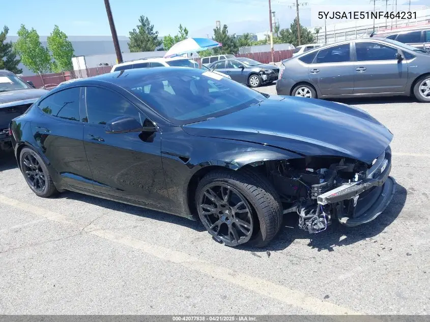 2022 Tesla Model S Dual Motor All-Wheel Drive VIN: 5YJSA1E51NF464231 Lot: 42077838