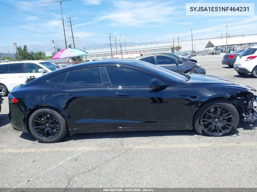 2022 Tesla Model S Dual Motor All-Wheel Drive VIN: 5YJSA1E51NF464231 Lot: 42077838
