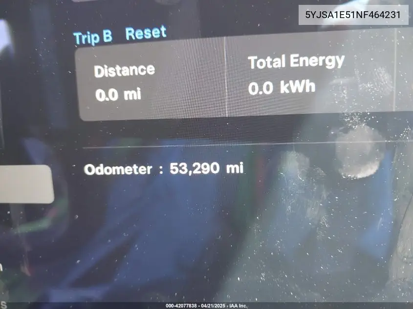 2022 Tesla Model S Dual Motor All-Wheel Drive VIN: 5YJSA1E51NF464231 Lot: 42077838