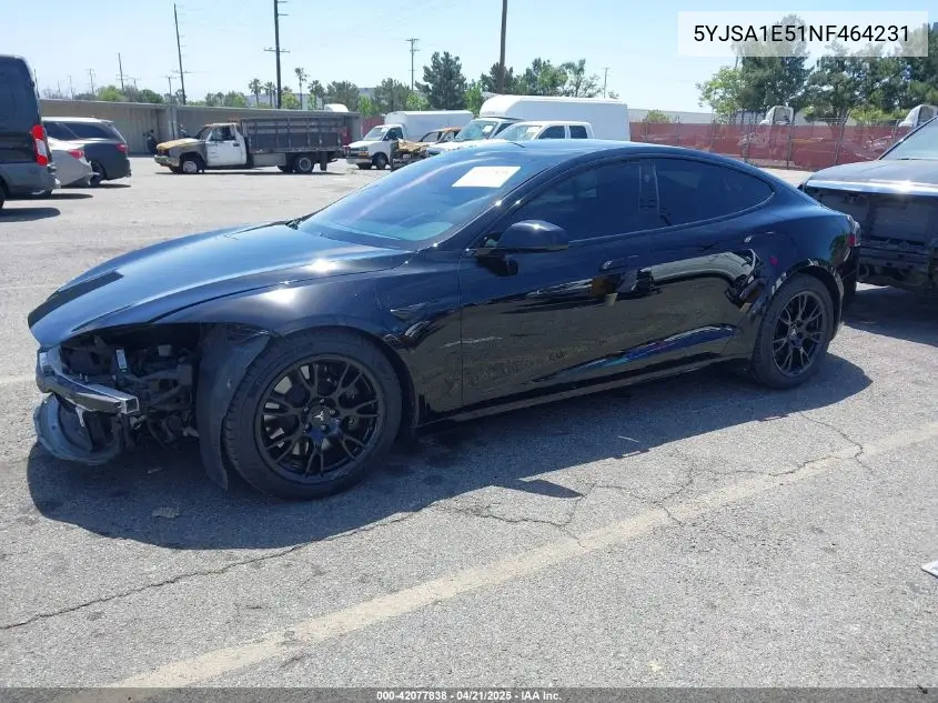 2022 Tesla Model S Dual Motor All-Wheel Drive VIN: 5YJSA1E51NF464231 Lot: 42077838