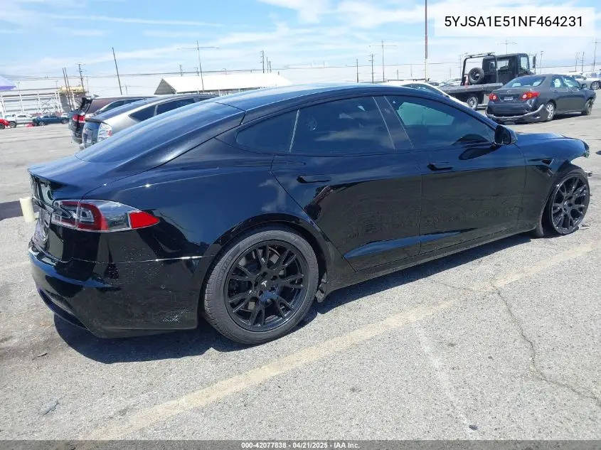 2022 Tesla Model S Dual Motor All-Wheel Drive VIN: 5YJSA1E51NF464231 Lot: 42077838