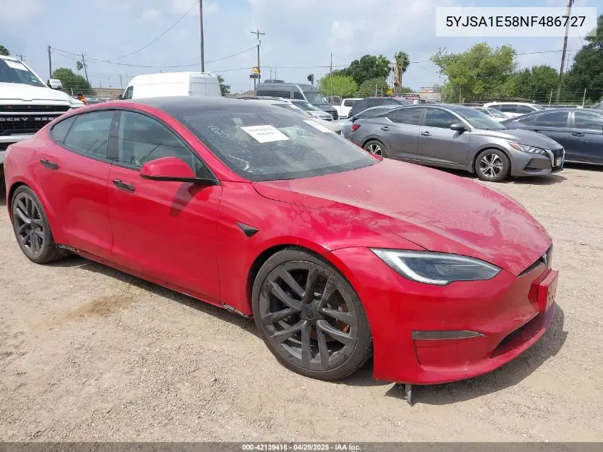 2022 Tesla Model S Dual Motor All-Wheel Drive VIN: 5YJSA1E58NF486727 Lot: 42139418