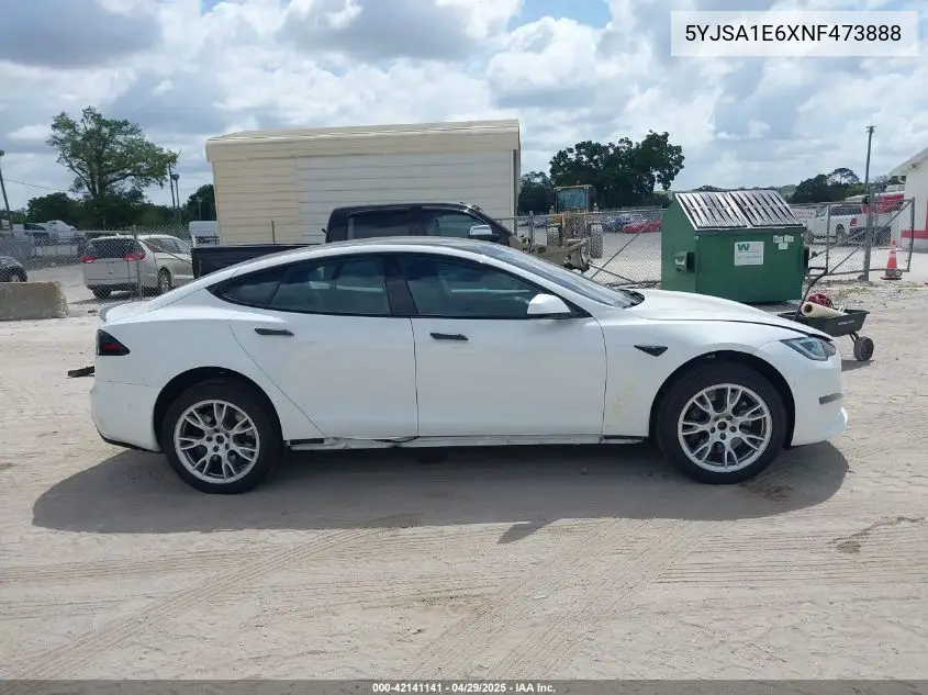 2022 Tesla Model S Plaid Tri Motor All-Wheel Drive VIN: 5YJSA1E6XNF473888 Lot: 42141141
