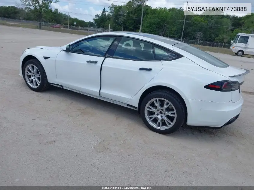 2022 Tesla Model S Plaid Tri Motor All-Wheel Drive VIN: 5YJSA1E6XNF473888 Lot: 42141141