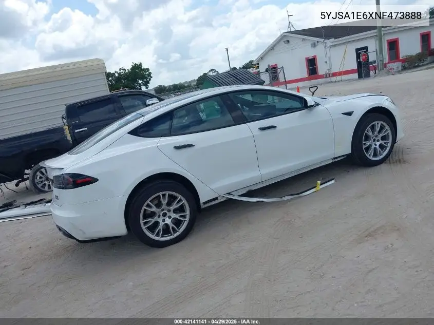2022 Tesla Model S Plaid Tri Motor All-Wheel Drive VIN: 5YJSA1E6XNF473888 Lot: 42141141